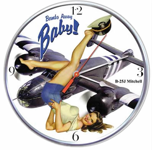 B-25J Mitchell Pin-up Aviation Collectible Wall Clock